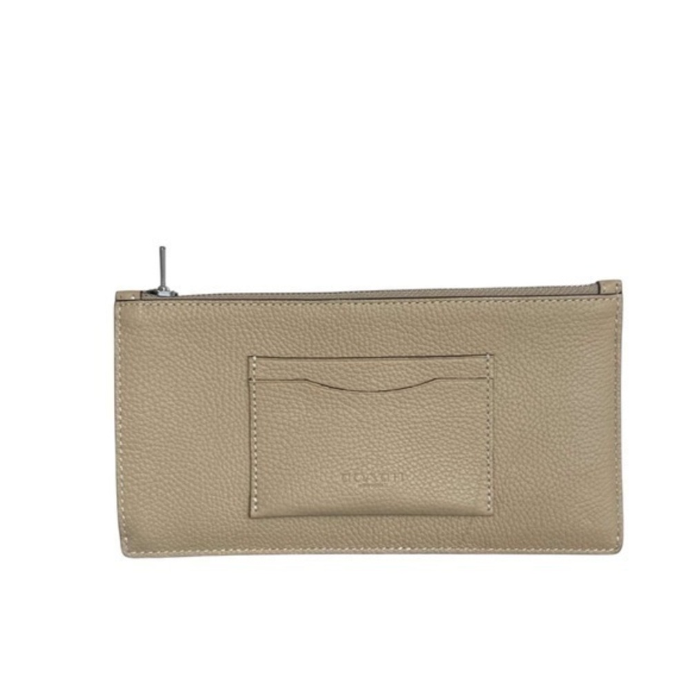 Coach creamy light taupe card holder wallet